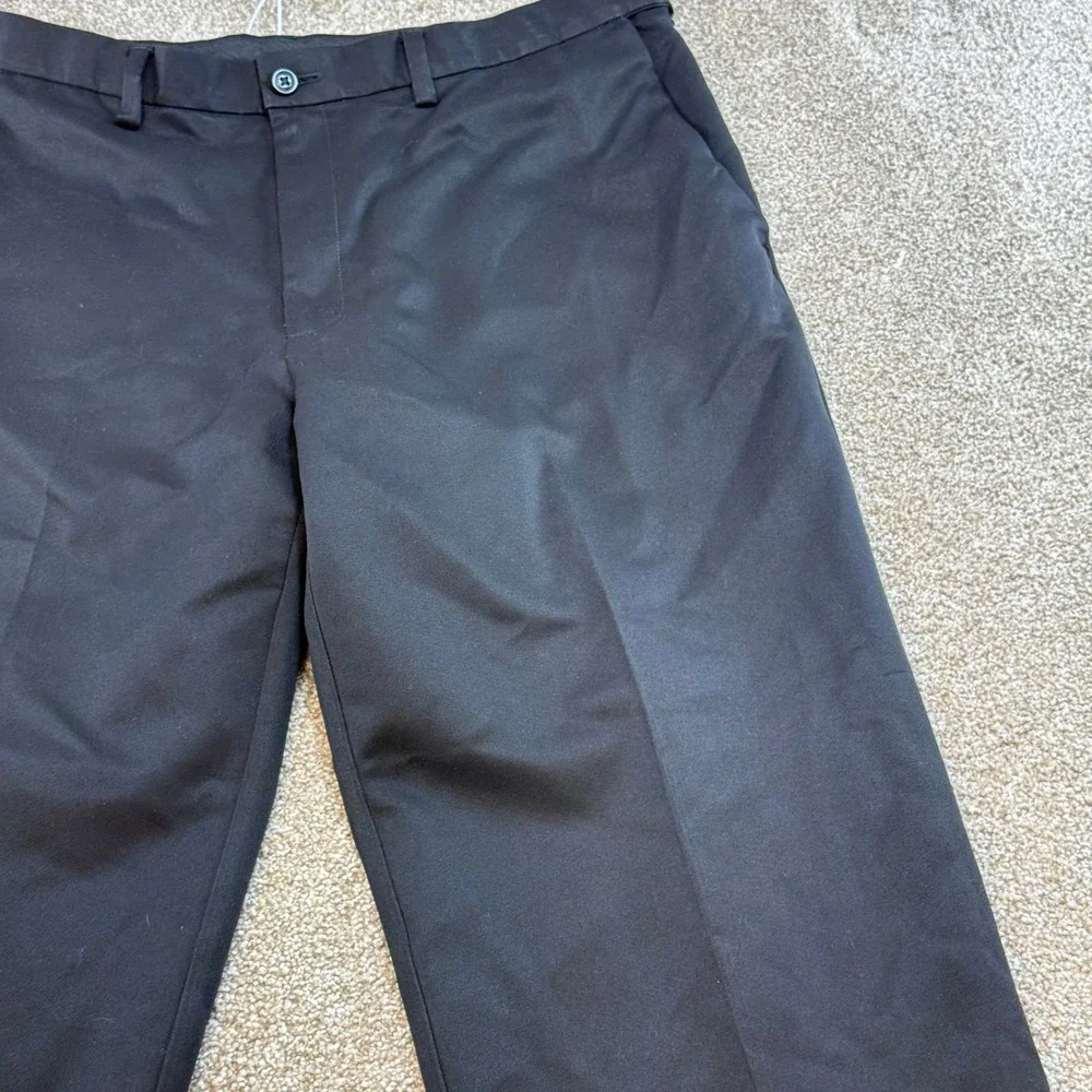 Haggar Mens Dress Pants‎ Black 36x32 Flat Front Polyester Trousers W36 L32